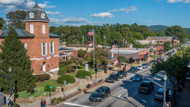 The charming downtown area of Brevard, North Carolina The charming downtown area of Brevard, North Carolina