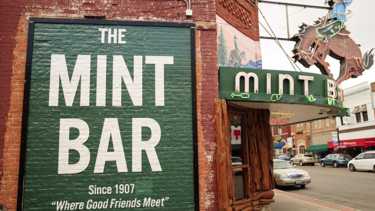 The exterior of Sheridan’s famed Mint Bar, a classic saloon-style watering hole The exterior of Sheridan’s famed Mint Bar, a classic saloon-style watering hole