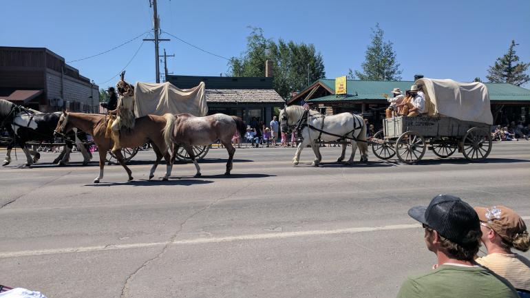 Watching the Green River Rendezvous parade in downtown Pinedale Watching the Green River Rendezvous parade in downtown Pinedale