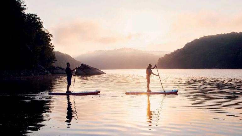 Serene and scenic paddleboarding on Summersville Lake Serene and scenic paddleboarding on Summersville Lake