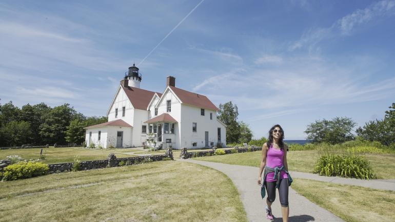 Exploring the grounds of the Point Iroquois Lighthouse Exploring the grounds of the Point Iroquois Lighthouse