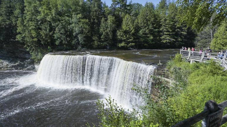 The upper falls at Tahquamenon Falls State Park The upper falls at Tahquamenon Falls State Park