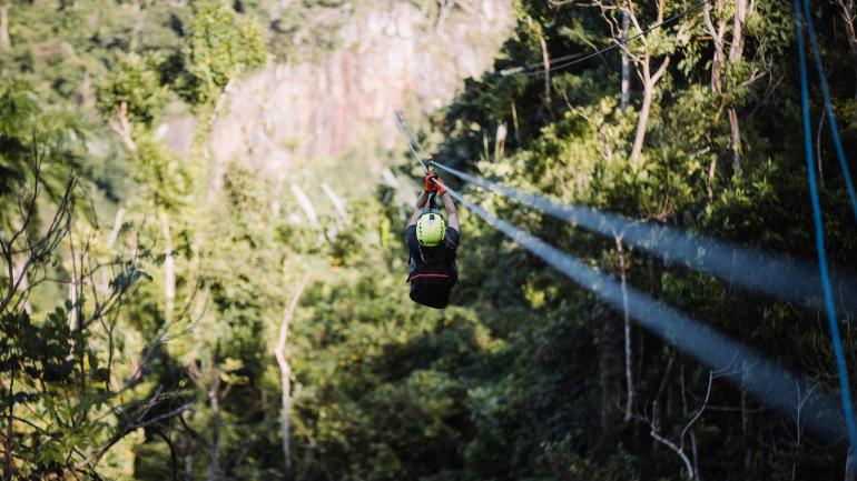 Zip lining at Toro Verde Adventure Park in Orocovis, Puerto Rico Zip lining at Toro Verde Adventure Park in Orocovis, Puerto Rico