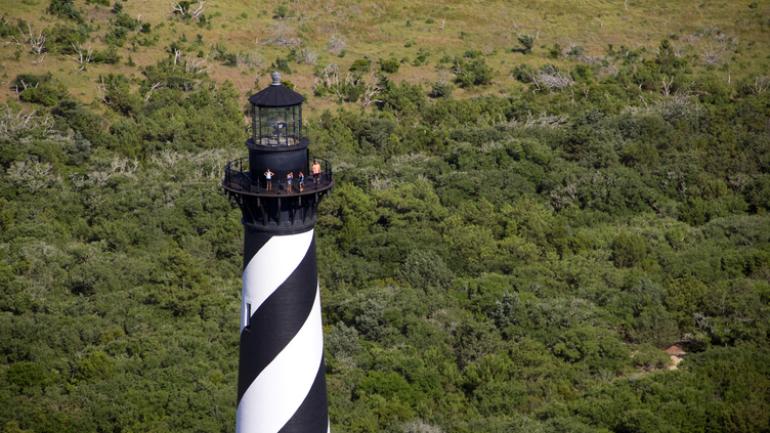 Visitors at the top of the Cape Hatteras Lighthouse Visitors at the top of the Cape Hatteras Lighthouse