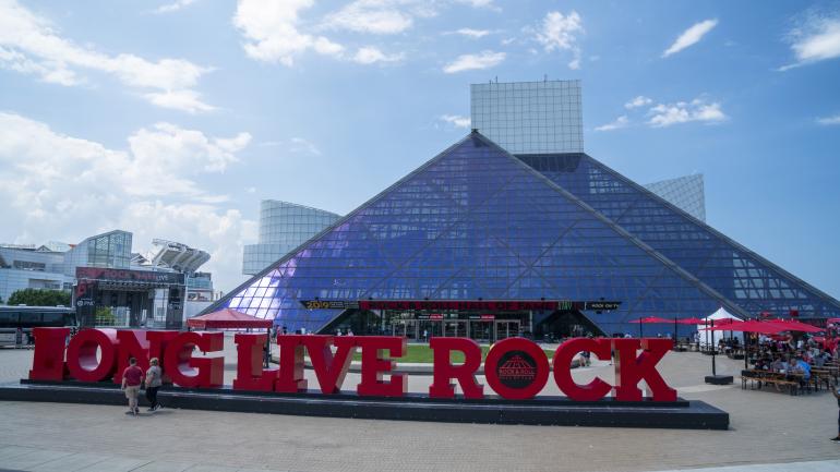 Exterior of the Rock & Roll Hall of Fame in Cleveland, Ohio Exterior of the Rock & Roll Hall of Fame in Cleveland, Ohio