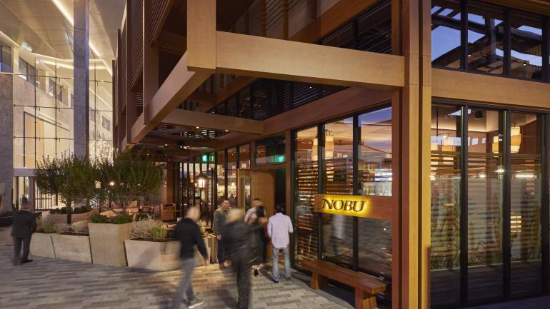 Patrons entering Nobu, an iconic international restaurant Patrons entering Nobu, an iconic international restaurant