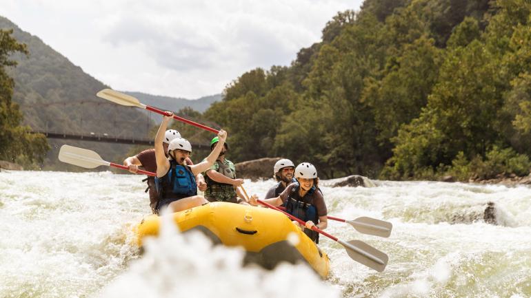 Whitewater rafting tour in New River Gorge National Park and Preserve near Beckley, West Virginia Whitewater rafting tour in New River Gorge National Park and Preserve near Beckley, West Virginia