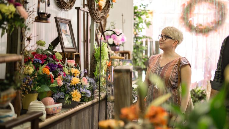 Browsing a boutique in Wheeling, West Virginia Browsing a boutique in Wheeling, West Virginia