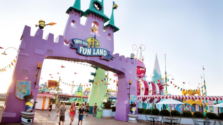 The colorful entrance to Super Silly Fun Land The colorful entrance to Super Silly Fun Land