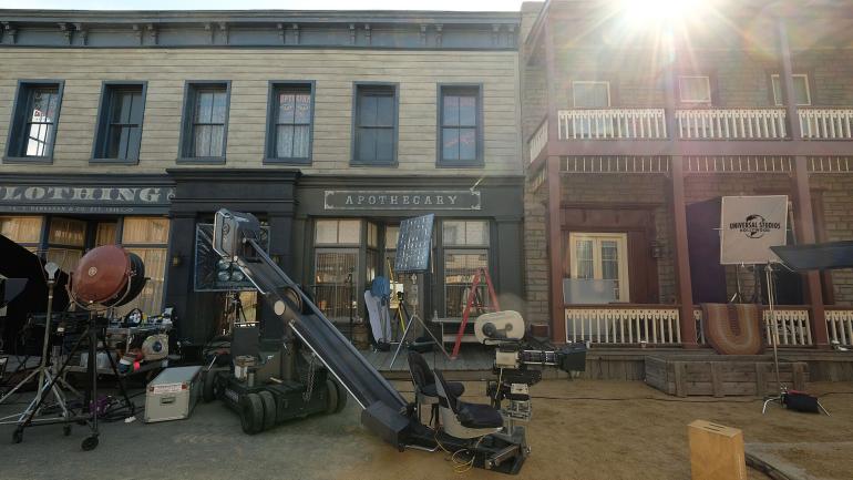 A film set reminiscent of the Wild West spotted on the Studio Tour