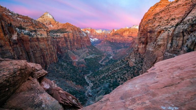 Sunset from the Canyon Overlook Trail in Zion National Park, Utah Sunset from the Canyon Overlook Trail in Zion National Park, Utah