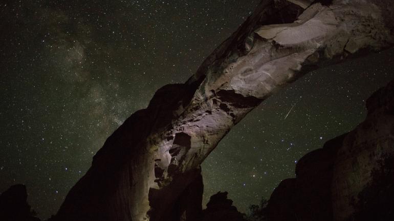 Night skies over Hickman Bridge in Capitol Reef National Park, Utah Night skies over Hickman Bridge in Capitol Reef National Park, Utah
