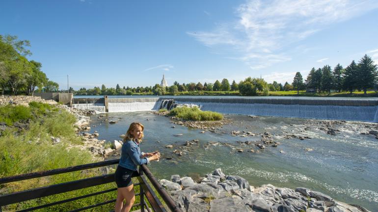 A tranquil moment overlooking the Snake River from the Idaho Falls River Walk A tranquil moment overlooking the Snake River from the Idaho Falls River Walk