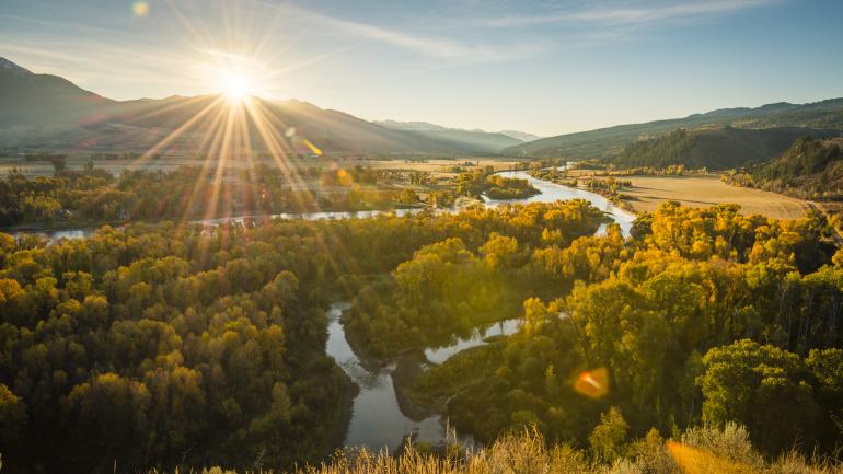 River cutting through the Swan Valley in Idaho River cutting through the Swan Valley in Idaho