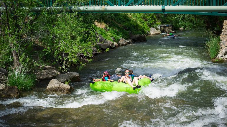 Tubing down the Portneuf River in Lava Hot Springs, Idaho Tubing down the Portneuf River in Lava Hot Springs, Idaho