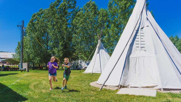 Family-friendly camping in a tipi at Downata Hot Springs in Idaho Family-friendly camping in a tipi at Downata Hot Springs in Idaho