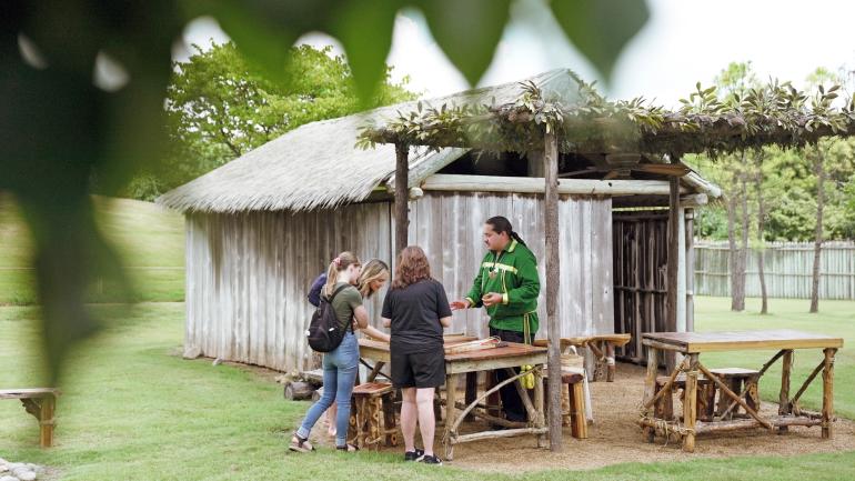 A hands-on demonstration in the Traditional Village at the Chickasaw Cultural Center A hands-on demonstration in the Traditional Village at the Chickasaw Cultural Center