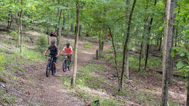 Mountain biking along the Monument Trails at Hobbs State Park-Conservation Area Mountain biking along the Monument Trails at Hobbs State Park-Conservation Area