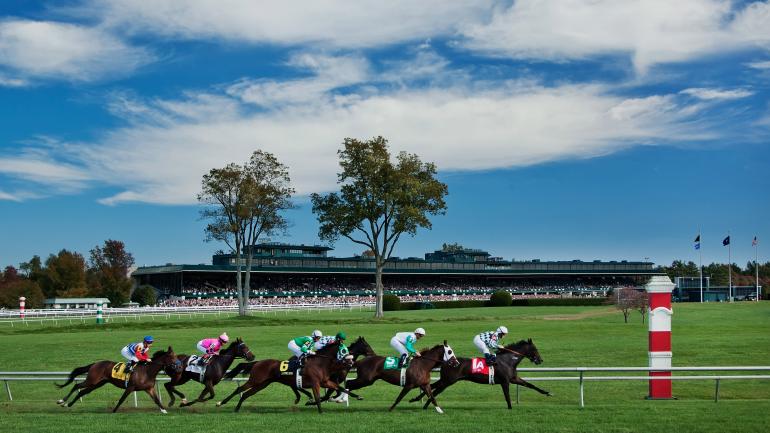 A horse race at Keeneland in Lexington, Kentucky A horse race at Keeneland in Lexington, Kentucky