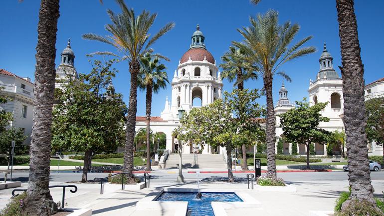 The manicured grounds of Pasadena City Hall The manicured grounds of Pasadena City Hall