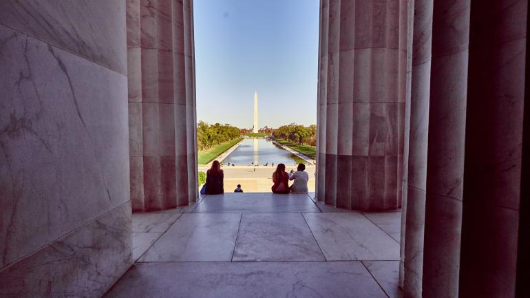 View of the Washington Monument from the Lincoln Memorial in Washington, D.C. View of the Washington Monument from the Lincoln Memorial in Washington, D.C.