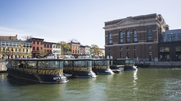 Water taxis docked at Fells Point in Baltimore, Maryland Water taxis docked at Fells Point in Baltimore, Maryland
