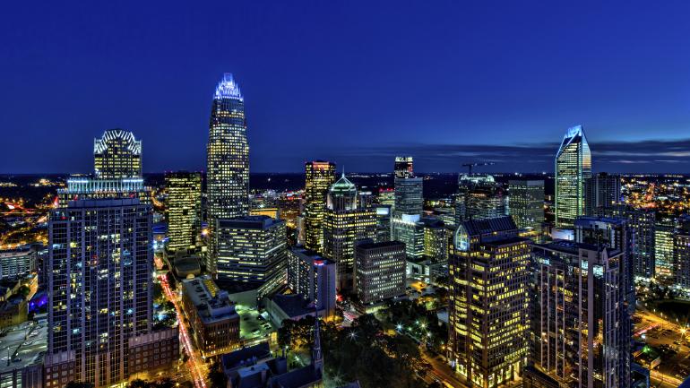 The Charlotte, North Carolina, skyline at night The Charlotte, North Carolina, skyline at night