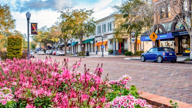 Lovely streetscape of Park Avenue, a cultural gem in Winter Park Lovely streetscape of Park Avenue, a cultural gem in Winter Park