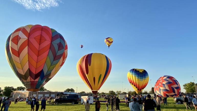 Colorful hot air balloons at the Riverton Rendezvous Balloon Rally Colorful hot air balloons at the Riverton Rendezvous Balloon Rally