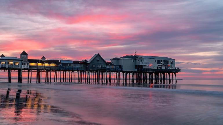Atlantic Ocean sunrise over the pier in Old Orchard Beach, Maine Atlantic Ocean sunrise over the pier in Old Orchard Beach, Maine