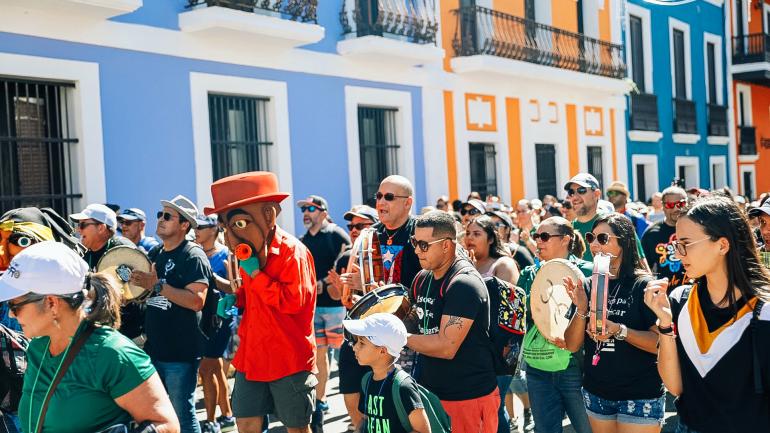 Revelers take to the streets during Fiestas de la Calle San Sebastian in San Juan Revelers take to the streets during Fiestas de la Calle San Sebastian in San Juan
