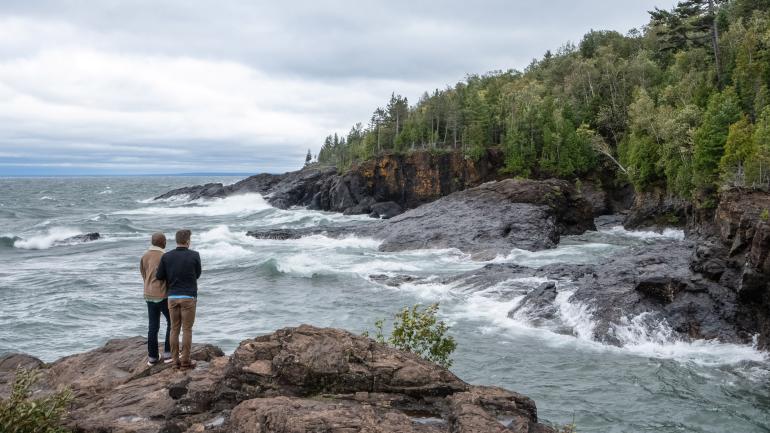 Watching Lake Superior waves roll into Presque Isle Park Watching Lake Superior waves roll into Presque Isle Park