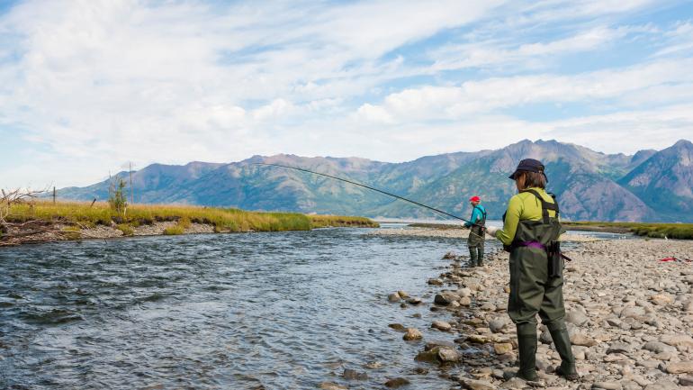Fishing amid sensational mountain scenery in Hope, Alaska Fishing amid sensational mountain scenery in Hope, Alaska