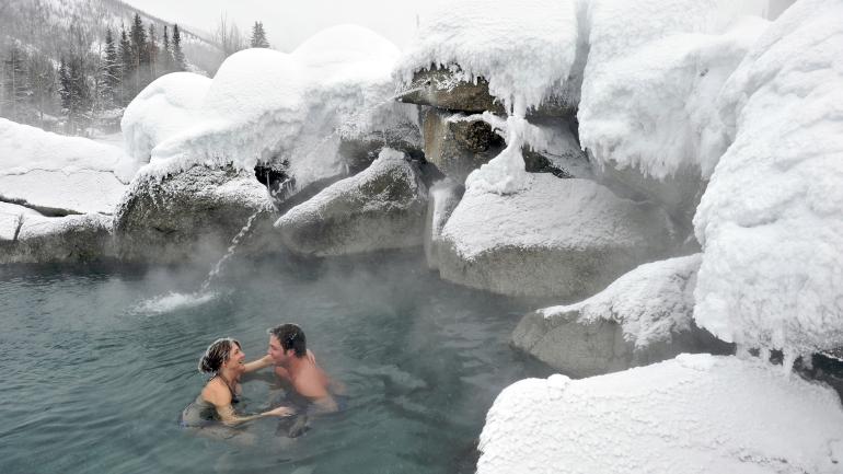 Soaking in a natural spring at Chena Hot Springs Resort in Fairbanks Soaking in a natural spring at Chena Hot Springs Resort in Fairbanks