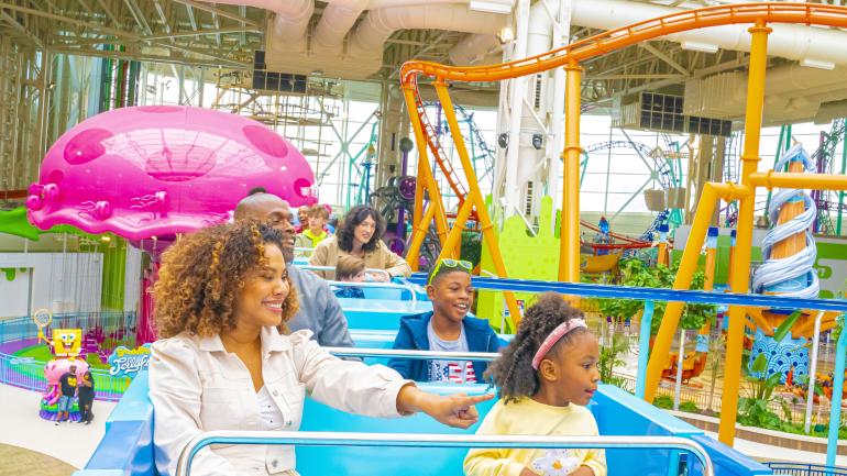 Taking in views of Nickelodeon Universe on the Dora’s Sky Railway ride Taking in views of Nickelodeon Universe on the Dora’s Sky Railway ride