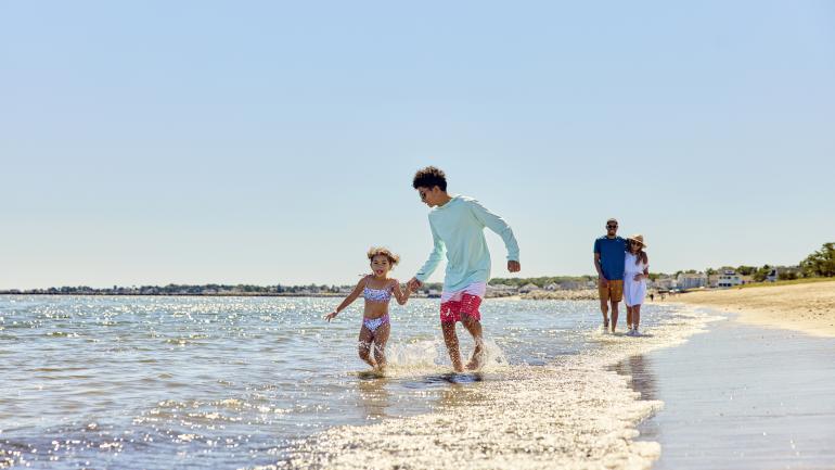 Family enjoying a beautiful day at Ferry Beach near Old Orchard Beach, Maine Family enjoying a beautiful day at Ferry Beach near Old Orchard Beach, Maine