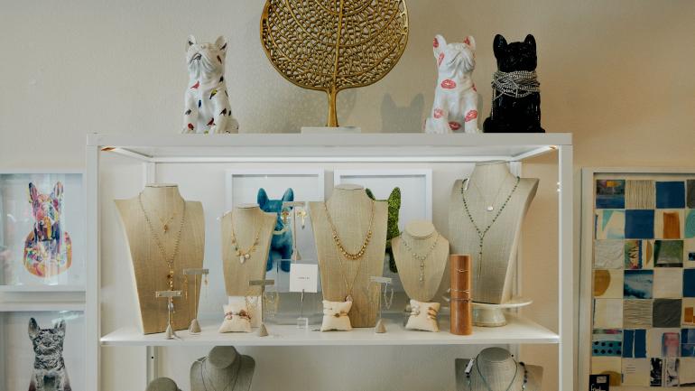 Jewelry on display at frank. in Winter Park Jewelry on display at frank. in Winter Park