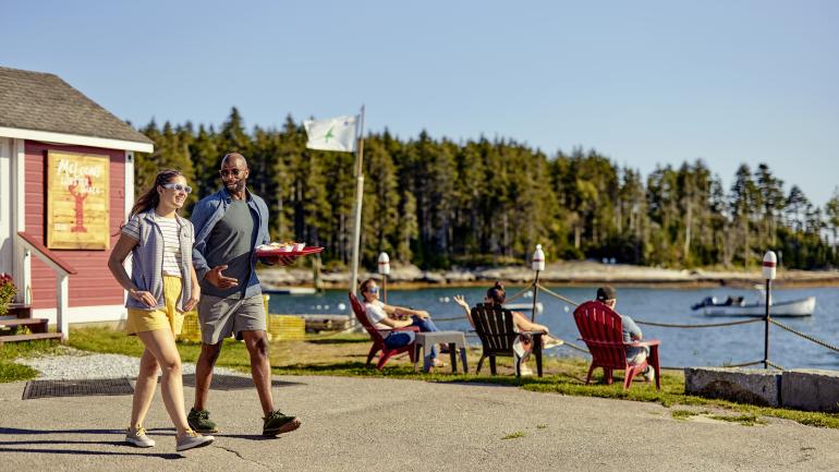 A lobster dinner with waterfront views at McLoons Lobster Shack in South Thomaston, Maine A lobster dinner with waterfront views at McLoons Lobster Shack in South Thomaston, Maine