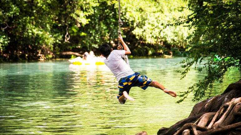 Enjoying a sunny day on the San Marcos River Enjoying a sunny day on the San Marcos River
