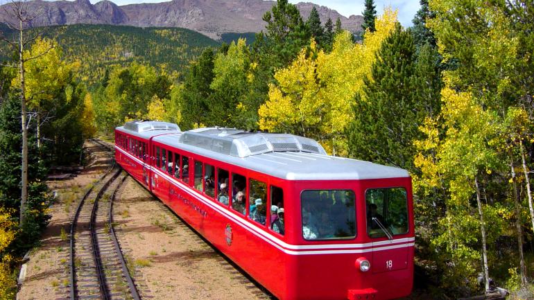 Spectacular views on the Broadmoor Manitou and Pikes Peak Cog Railway near Colorado Springs, Colorado Spectacular views on the Broadmoor Manitou and Pikes Peak Cog Railway near Colorado Springs, Colorado