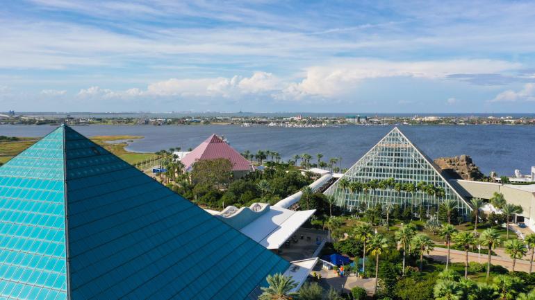 The impressive pyramids of Moody Gardens in Galveston, Texas The impressive pyramids of Moody Gardens in Galveston, Texas