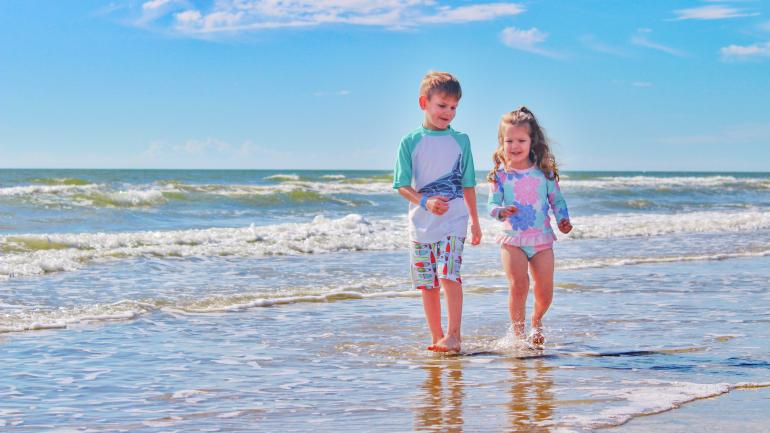 Walking along the beach in Brazosport, Texas Walking along the beach in Brazosport, Texas