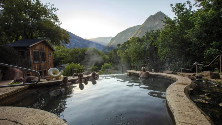 A rejuvenating soak in a pool at Avalanche Ranch Cabins & Hot Springs A rejuvenating soak in a pool at Avalanche Ranch Cabins & Hot Springs