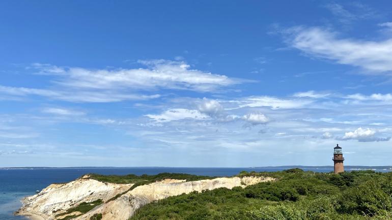 A beautiful day at the Gay Head Lighthouse on the scenic Aquinnah Cliffs A beautiful day at the Gay Head Lighthouse on the scenic Aquinnah Cliffs