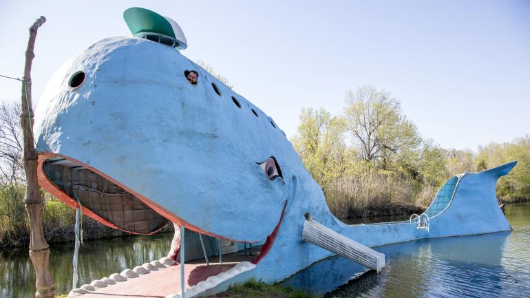 The Blue Whale of Catoosa roadside attraction along Route 66 in Catoosa, Oklahoma The Blue Whale of Catoosa roadside attraction along Route 66 in Catoosa, Oklahoma