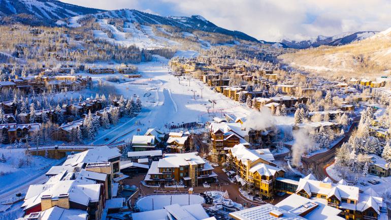 A snowy wonderland at Base Village in Snowmass A snowy wonderland at Base Village in Snowmass