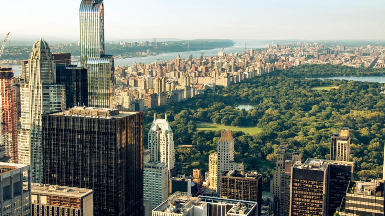 Aerial view of Central Park in the heart of Manhattan Aerial view of Central Park in the heart of Manhattan
