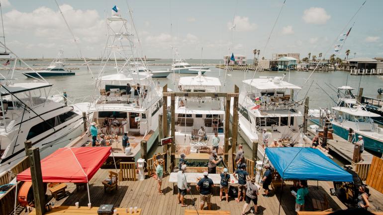 Boats docked at Virginia’s on the Bay Marina in Port Aransas, Texas Boats docked at Virginia’s on the Bay Marina in Port Aransas, Texas
