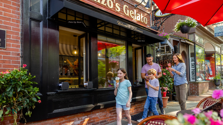 Enjoying hand-scooped gelato in charming downtown West Chester Enjoying hand-scooped gelato in charming downtown West Chester