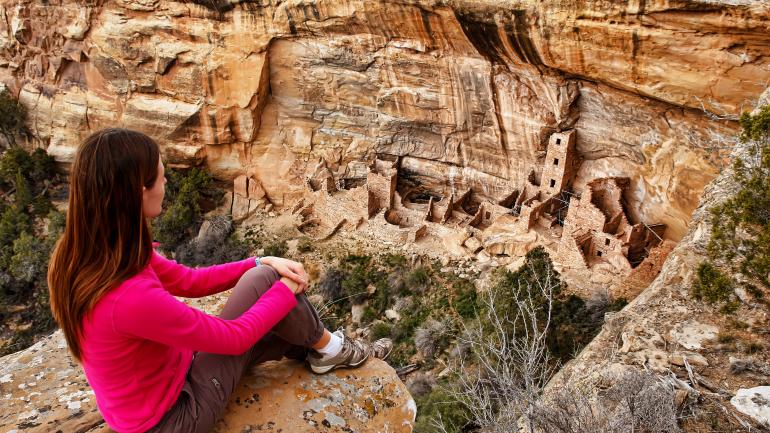 Looking down on Square Mug House, one of the park's ancient cliff dwellings Looking down on Square Mug House, one of the park's ancient cliff dwellings
